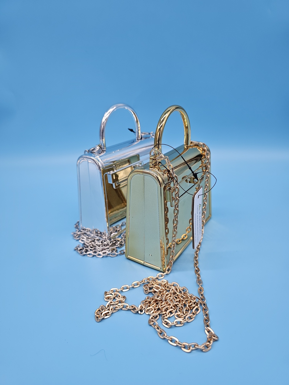 Mini Metallic Gold/Silver Top-Handle Chain Bag